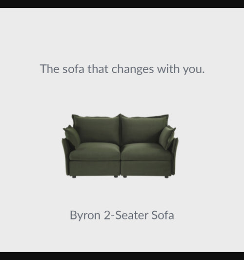 Byron Pillow Edge Beige Fabric Sectional Sofa, 1 Seater Armless