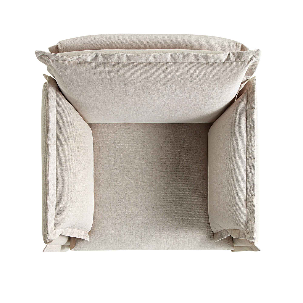 Byron Pillow Edge Beige Fabric Sectional Sofa, 1-Seater