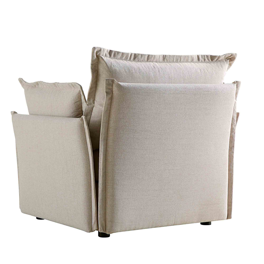 Byron Pillow Edge Beige Fabric Sectional Sofa, 1-Seater