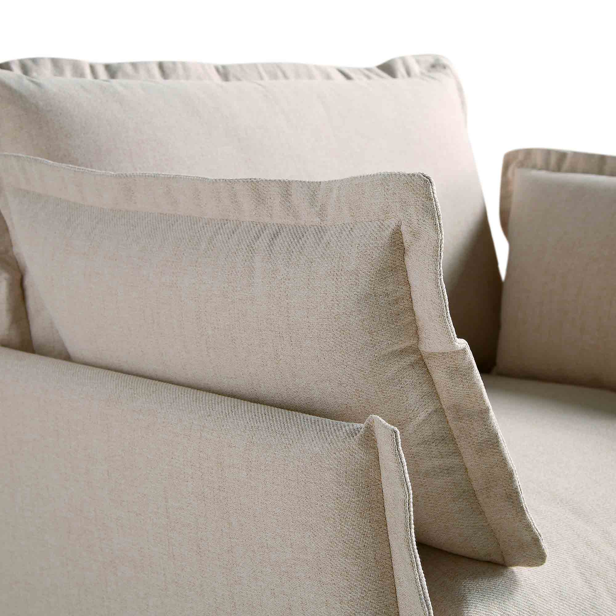 Byron Pillow Edge Beige Fabric Sectional Sofa, 1-Seater
