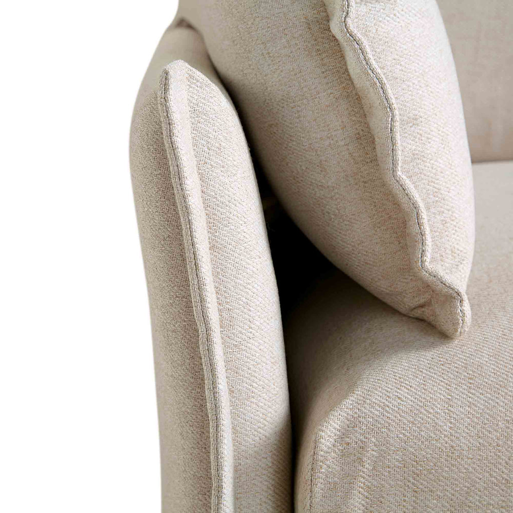 Byron Pillow Edge Beige Fabric Sectional Sofa, 1-Seater