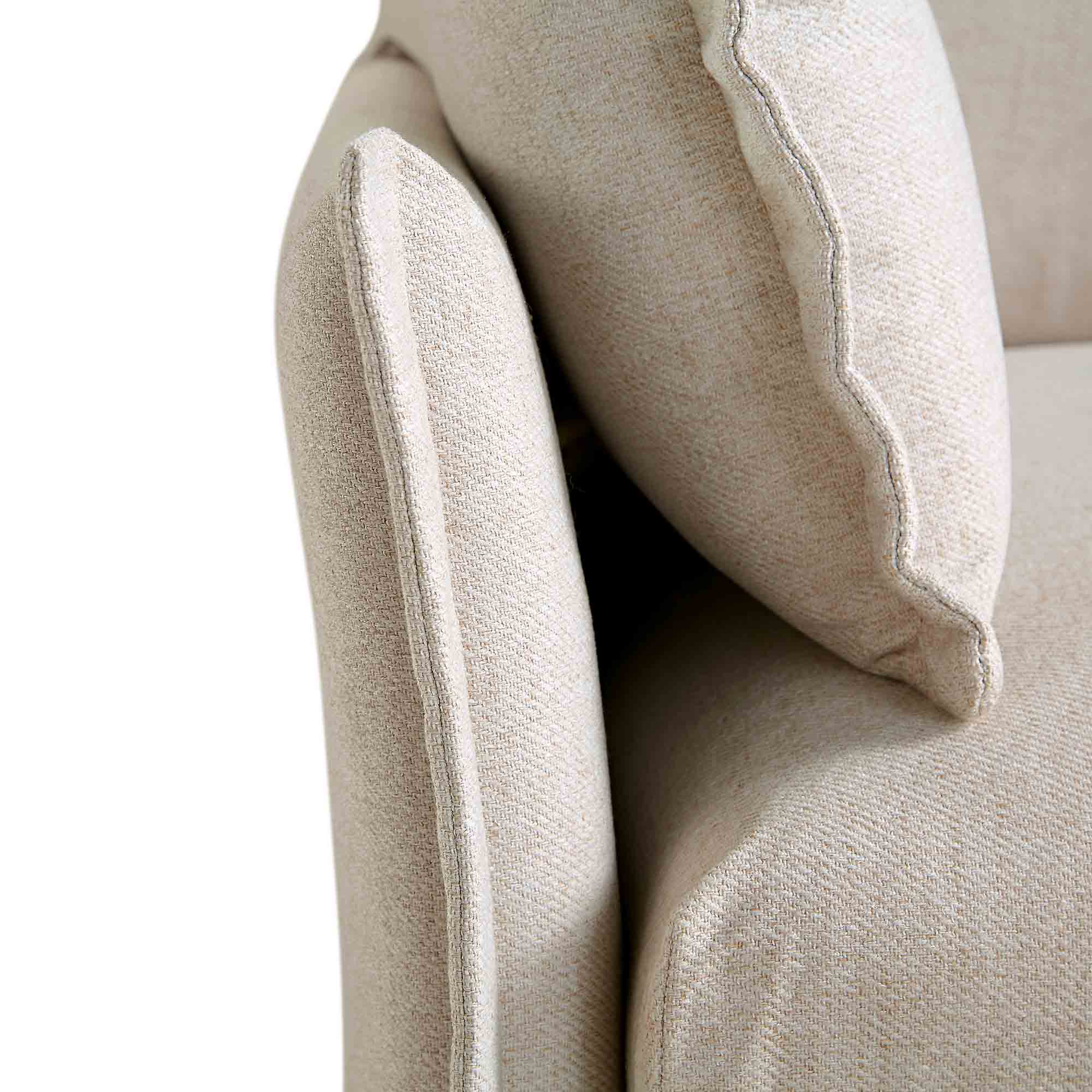 Byron Pillow Edge Beige Fabric Sectional Sofa, 1-Seater