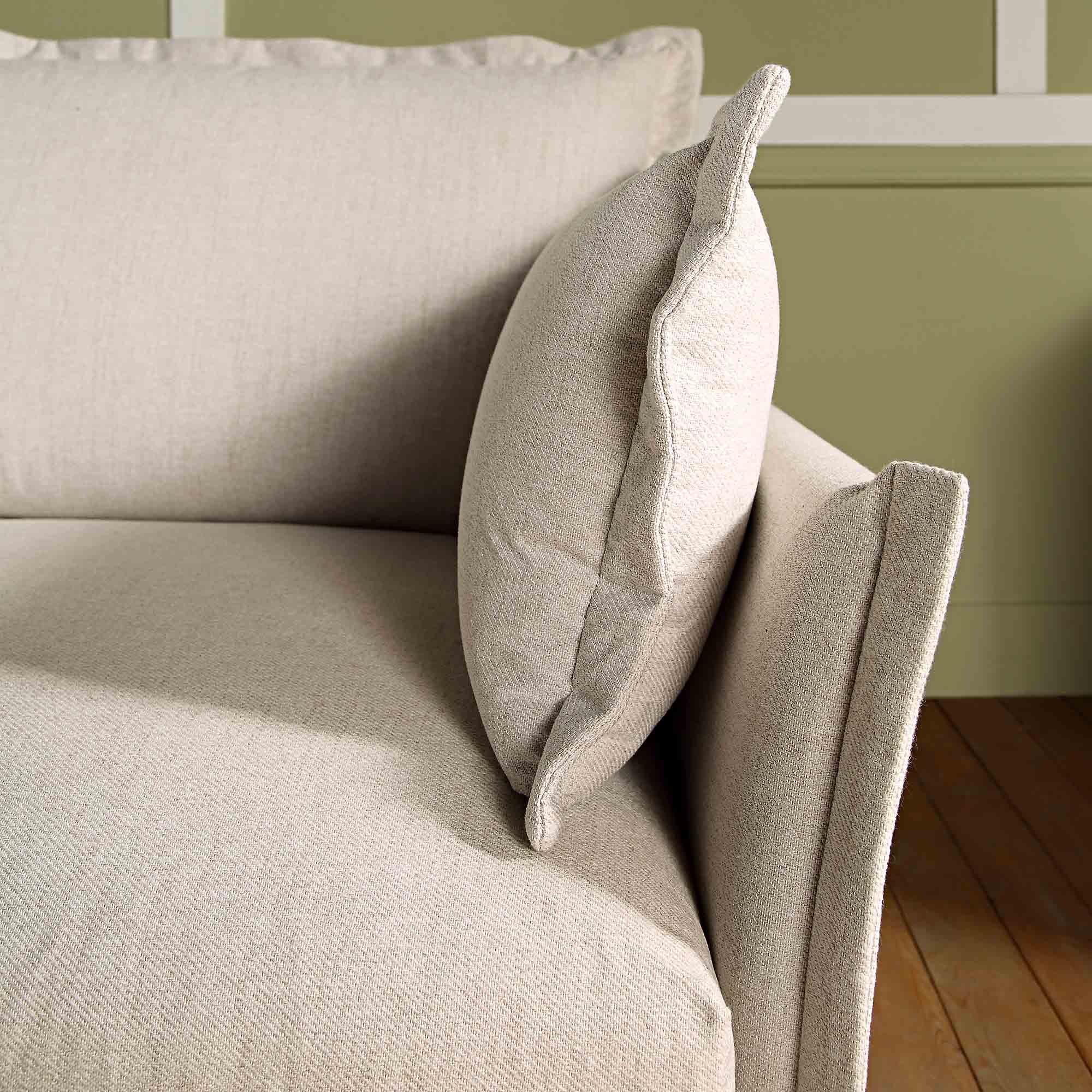 Byron Pillow Edge Beige Fabric Sectional Sofa, 1-Seater