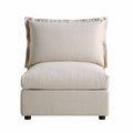 Byron Pillow Edge Beige Fabric Sectional Sofa, 1 Seater Armless