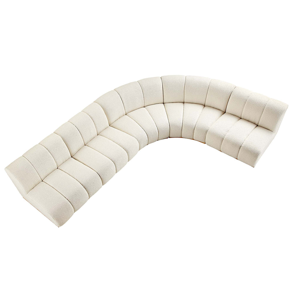 Granvia Ecru Boucle Sectional Sofa, 5-Seater Grand L-Shaped Sofa