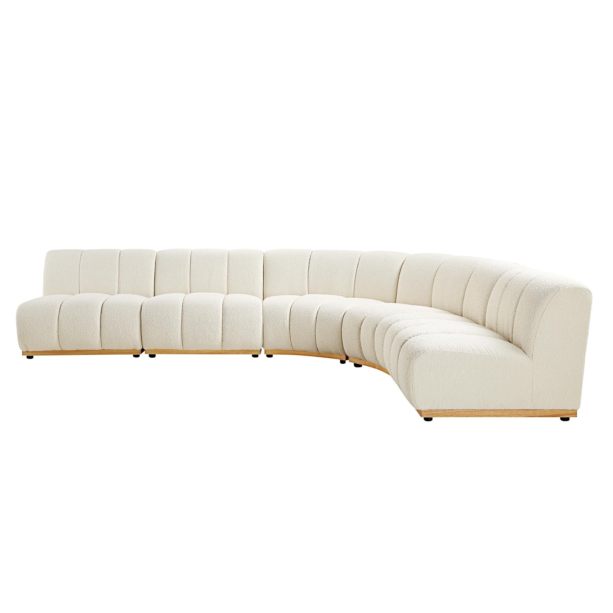 Granvia Ecru Boucle Sectional Sofa, 5-Seater Grand L-Shaped Sofa
