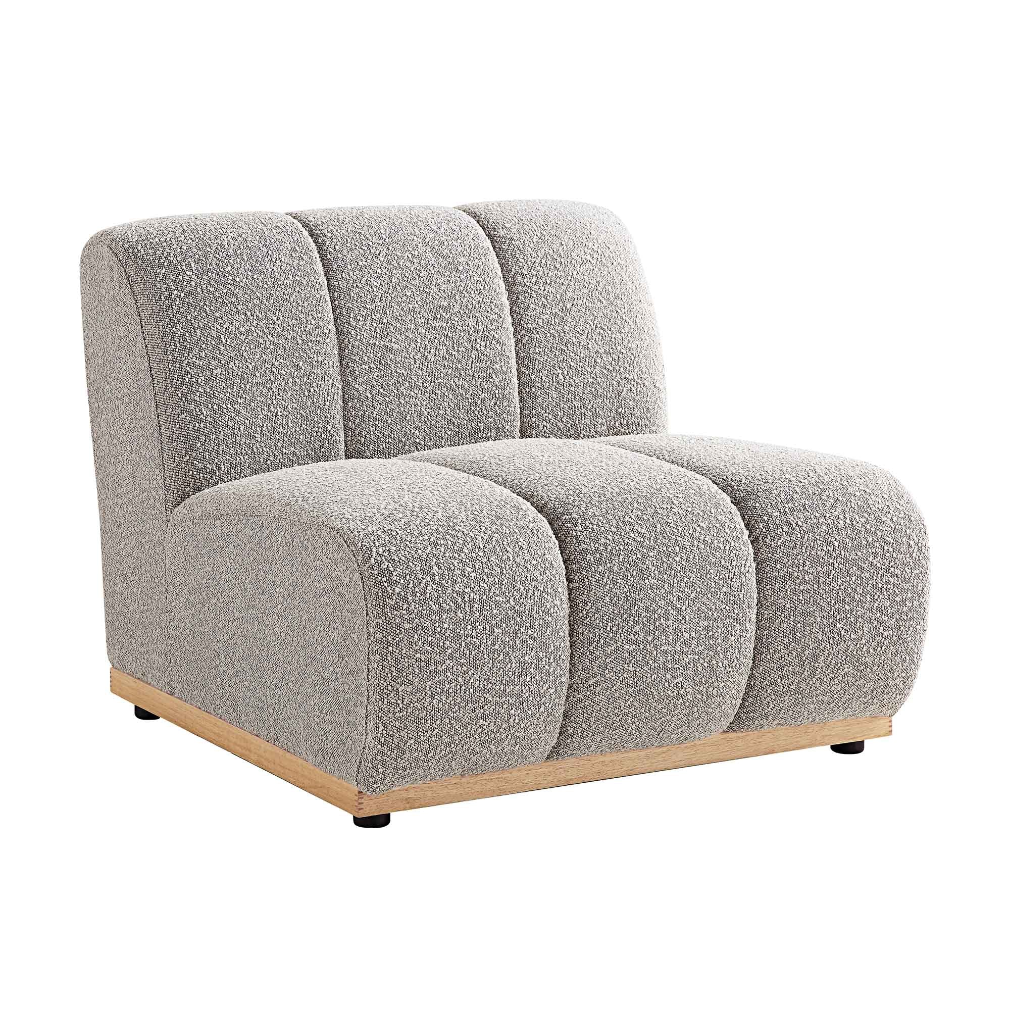 Granvia Taupe Boucle Sectional Sofa, 1-Seater Armless Sofa