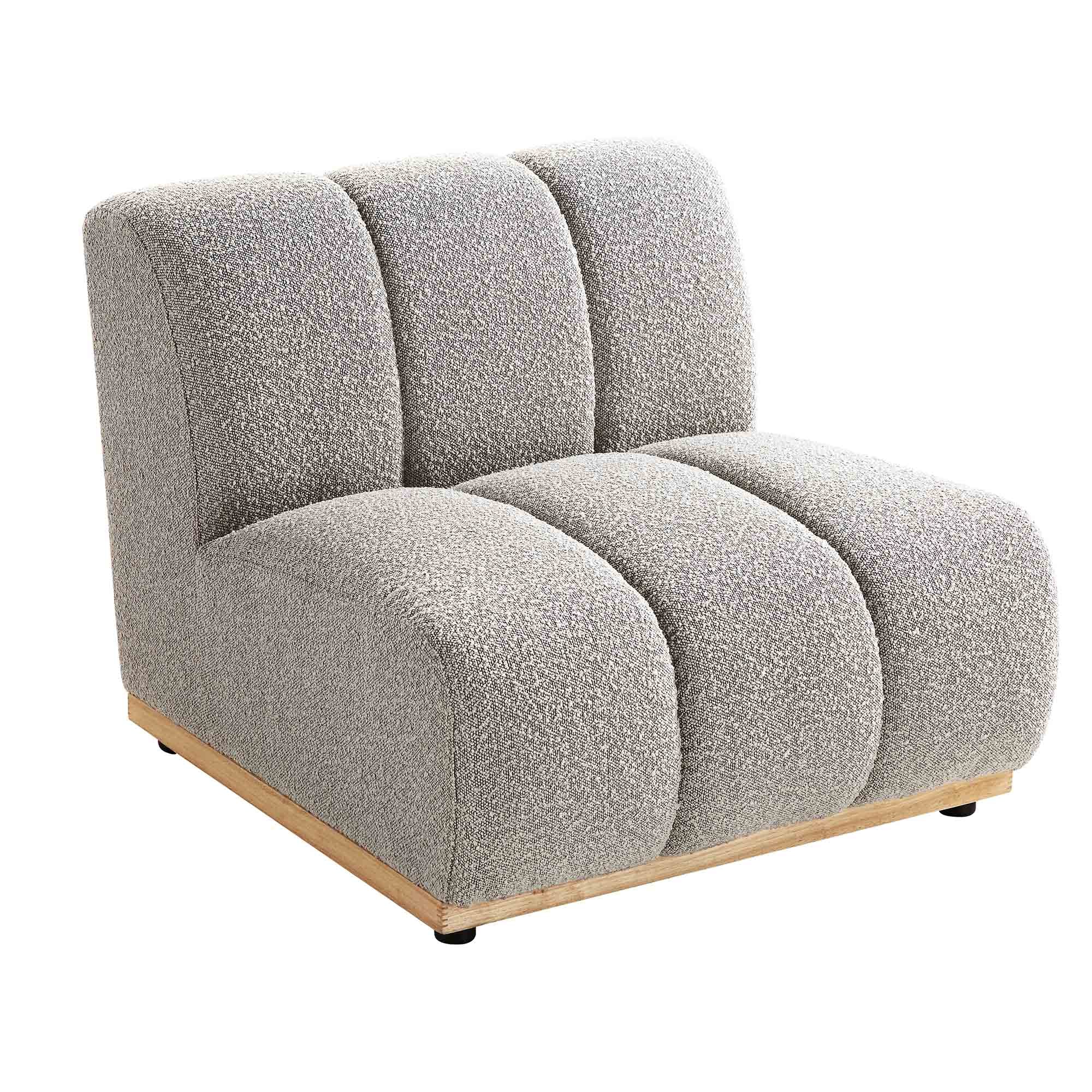 Granvia Taupe Boucle Sectional Sofa, 1-Seater Armless Sofa