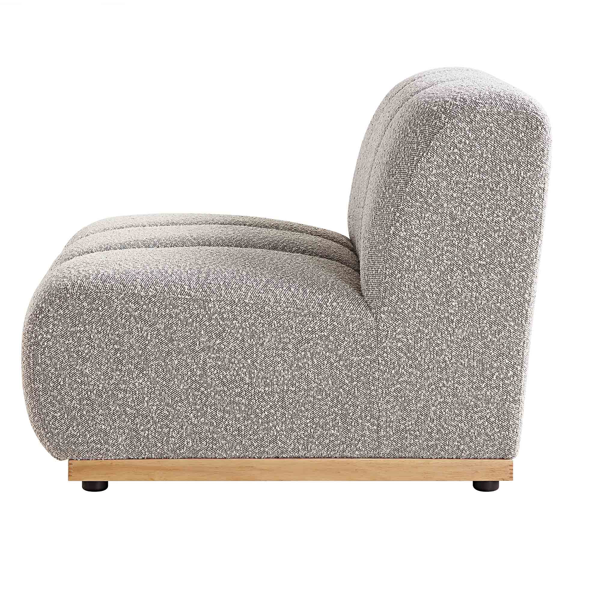Granvia Taupe Boucle Sectional Sofa, 1-Seater Armless Sofa