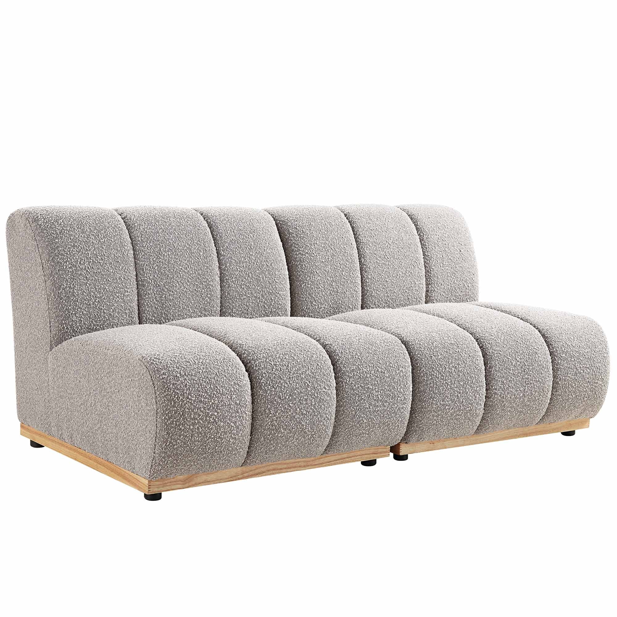 Granvia Taupe Boucle Sectional Sofa, 2-Seater Sofa