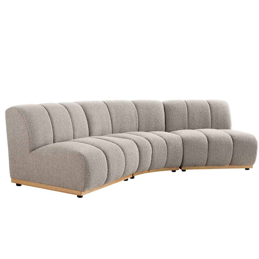 Granvia Taupe Boucle Sectional Sofa, 3-Seater Corner Sofa