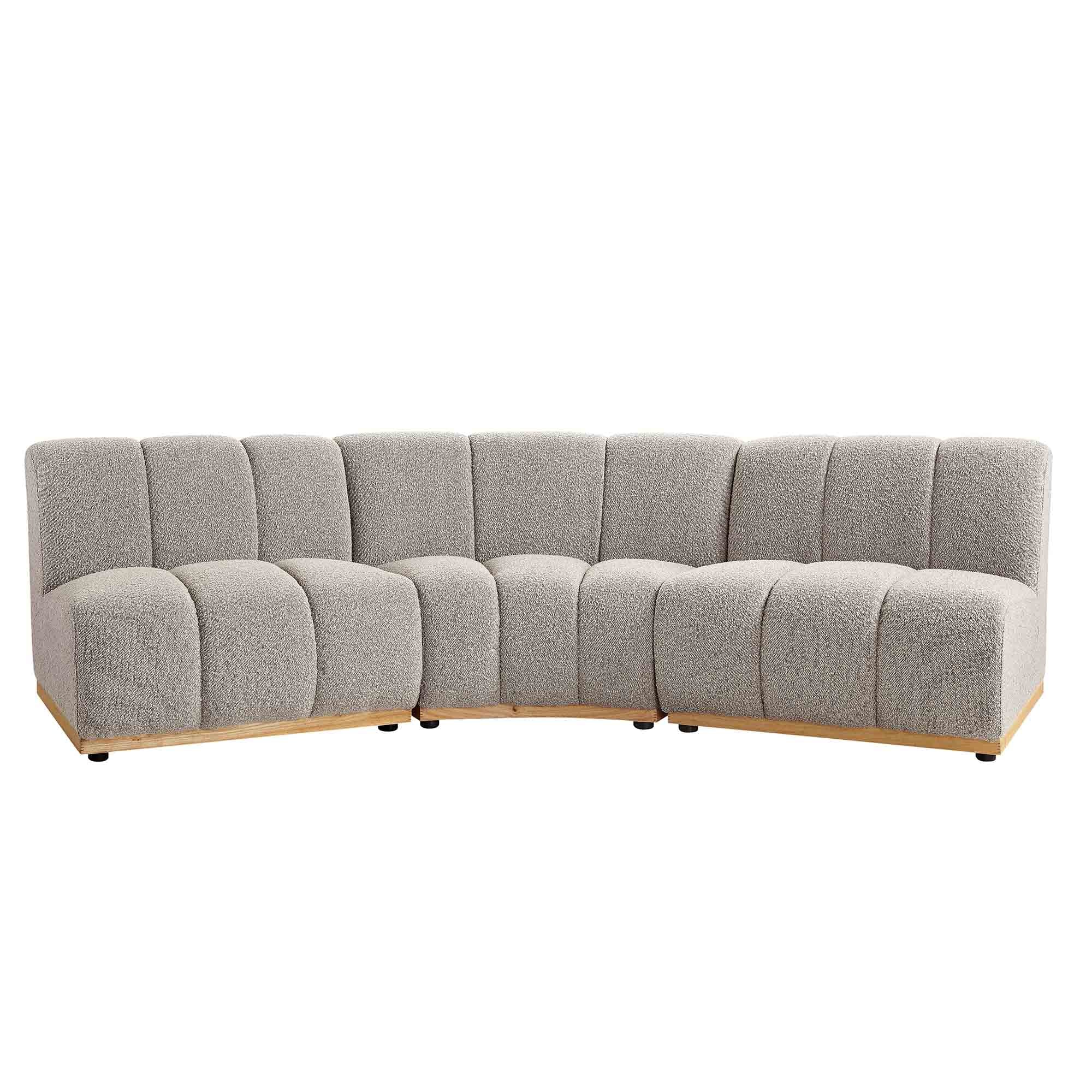 Granvia Taupe Boucle Sectional Sofa, 3-Seater Corner Sofa