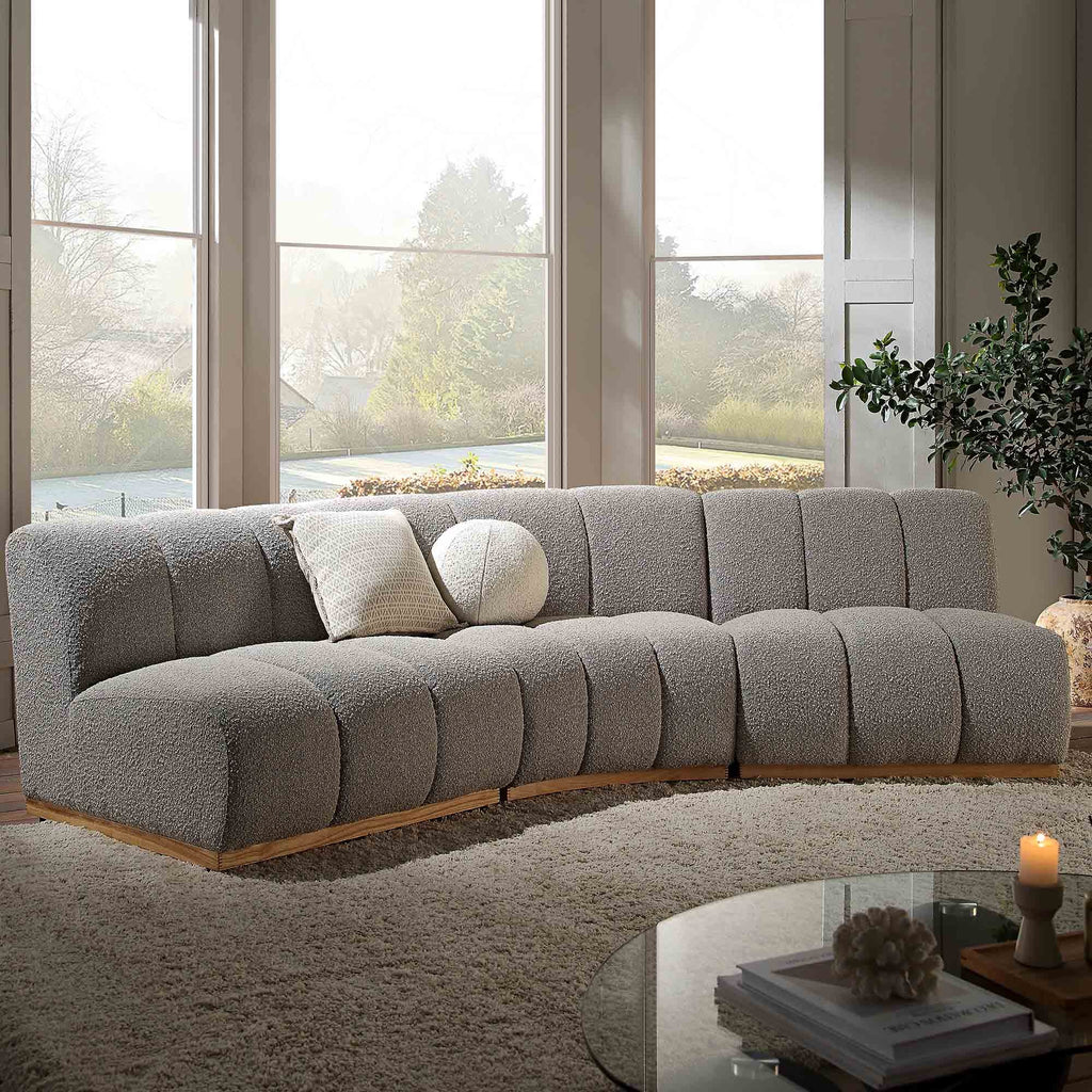 Granvia Taupe Boucle Sectional Sofa, 3-Seater Corner Sofa