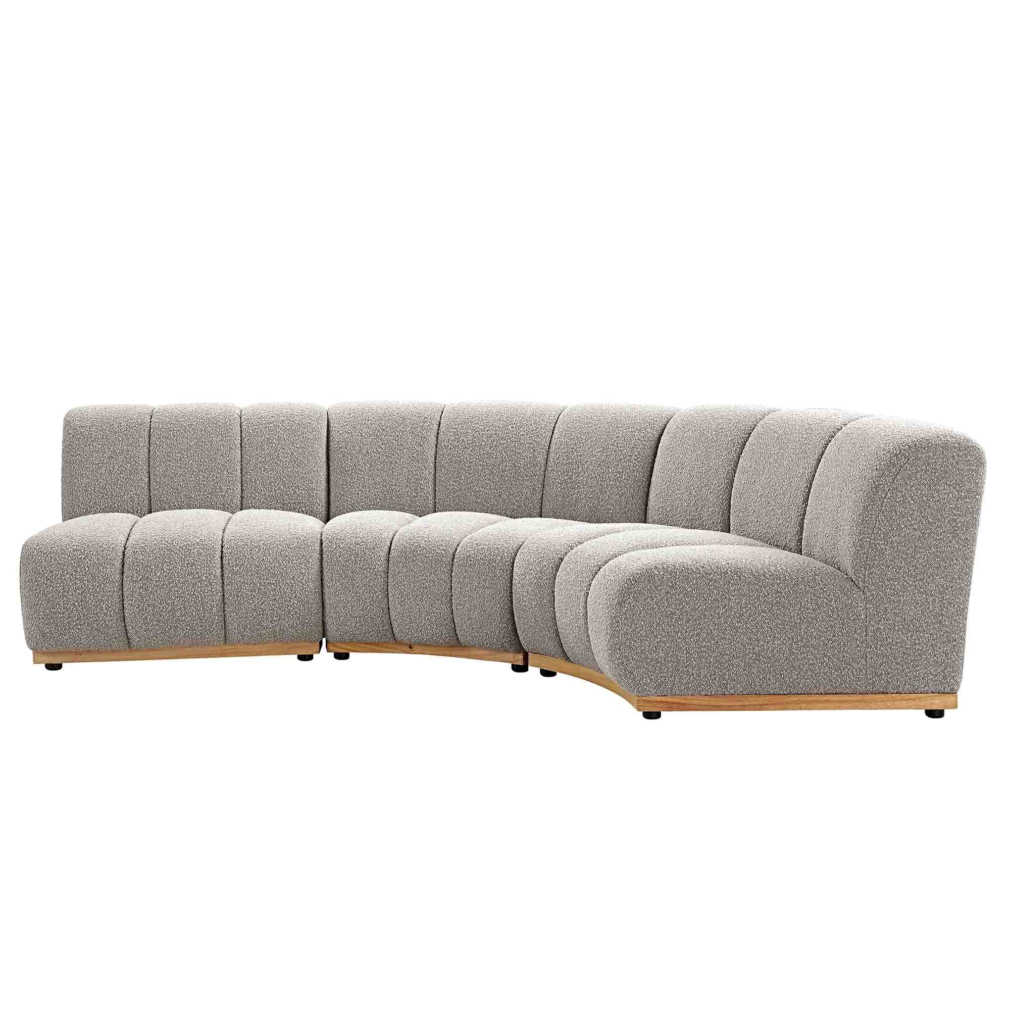 Granvia Taupe Boucle Sectional Sofa, 3-Seater L-Shaped Sofa
