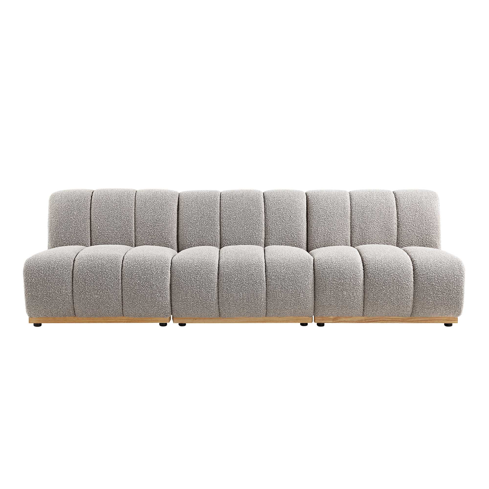Granvia Taupe Boucle Sectional Sofa, 3-Seater Sofa