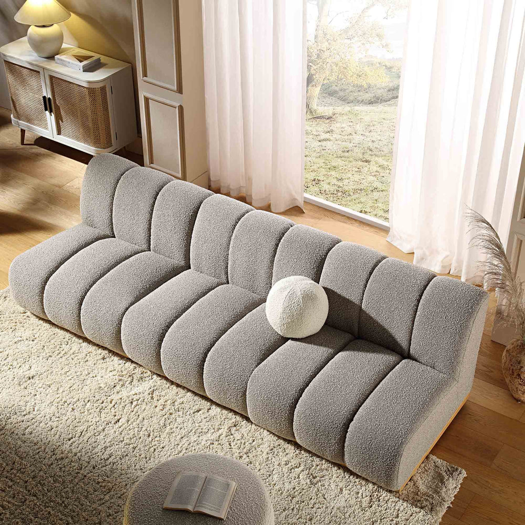 Granvia Taupe Boucle Sectional Sofa, 3-Seater Sofa