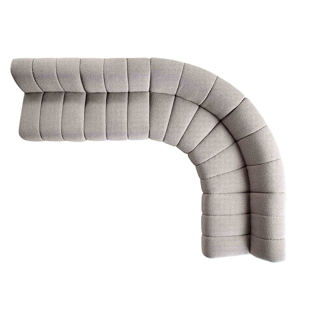 Granvia Taupe Boucle Sectional Sofa, 5-Seater Grand L-Shaped Sofa