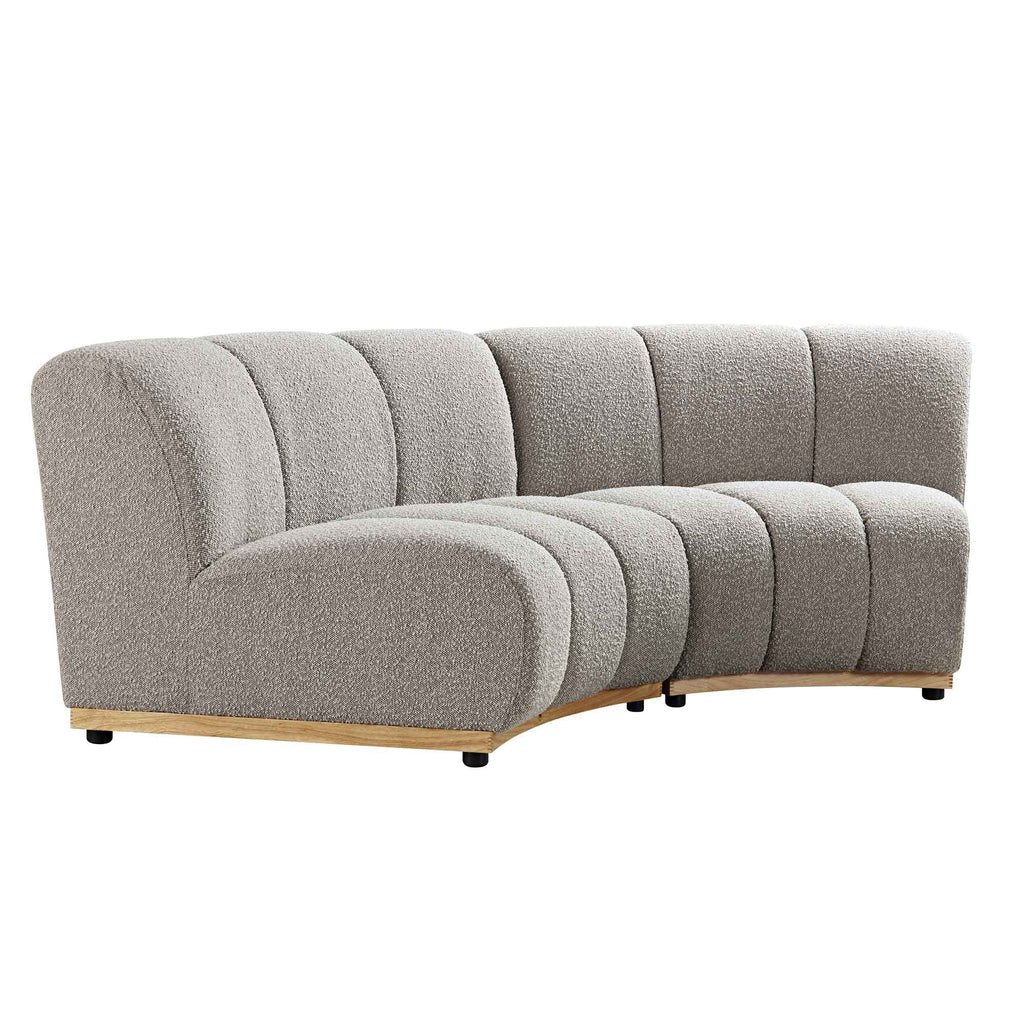 Granvia Taupe Boucle Sectional Sofa, 2-Seater Curved Sofa