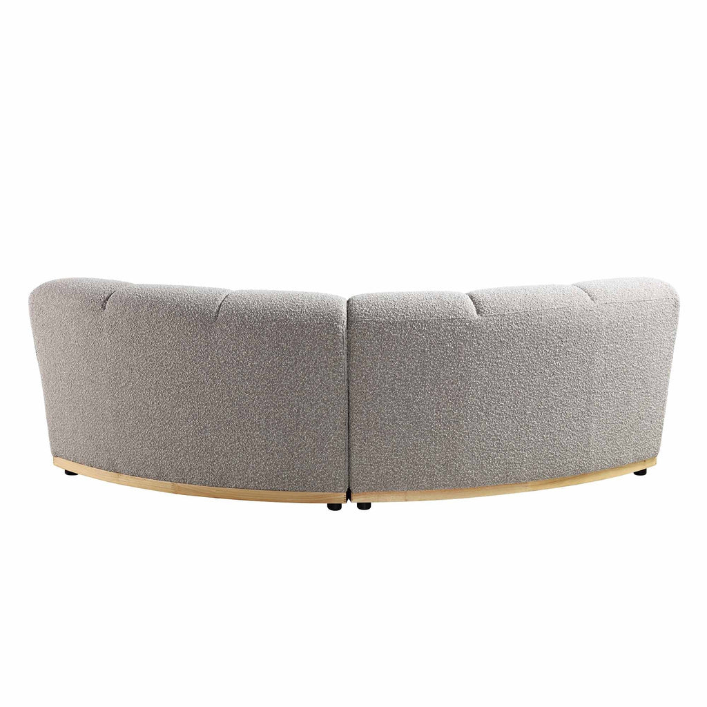 Granvia Taupe Boucle Sectional Sofa, 2-Seater Curved Sofa