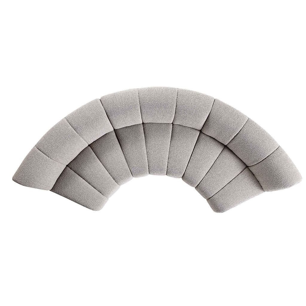 Granvia Taupe Boucle Sectional Sofa, 3-Seater Curved Sofa