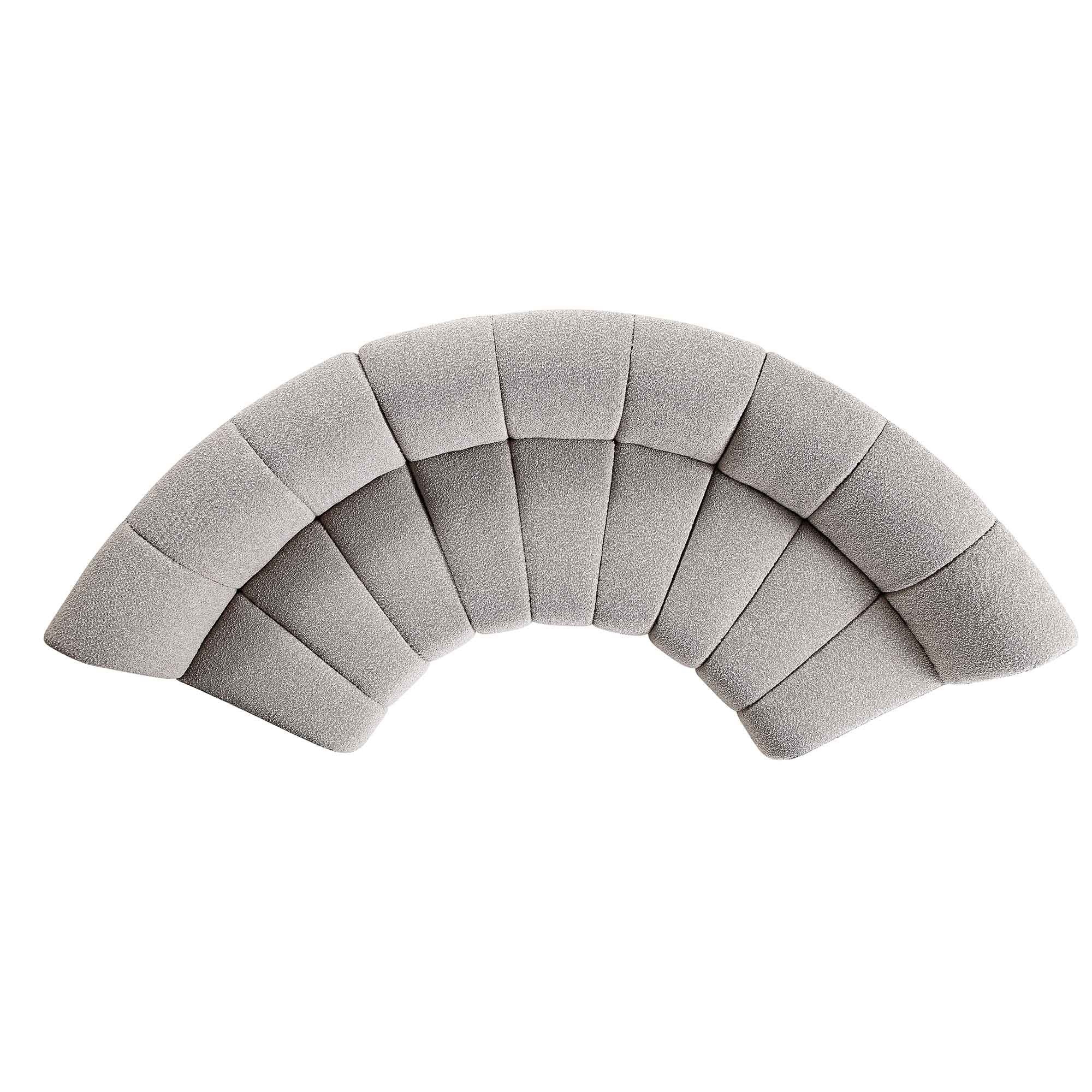 Granvia Taupe Boucle Sectional Sofa, 3-Seater Curved Sofa