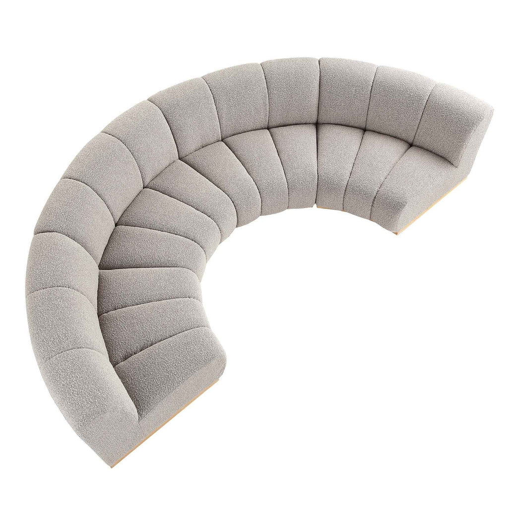 Granvia Taupe Boucle Sectional Sofa, 4-Seater Half Circle Sofa