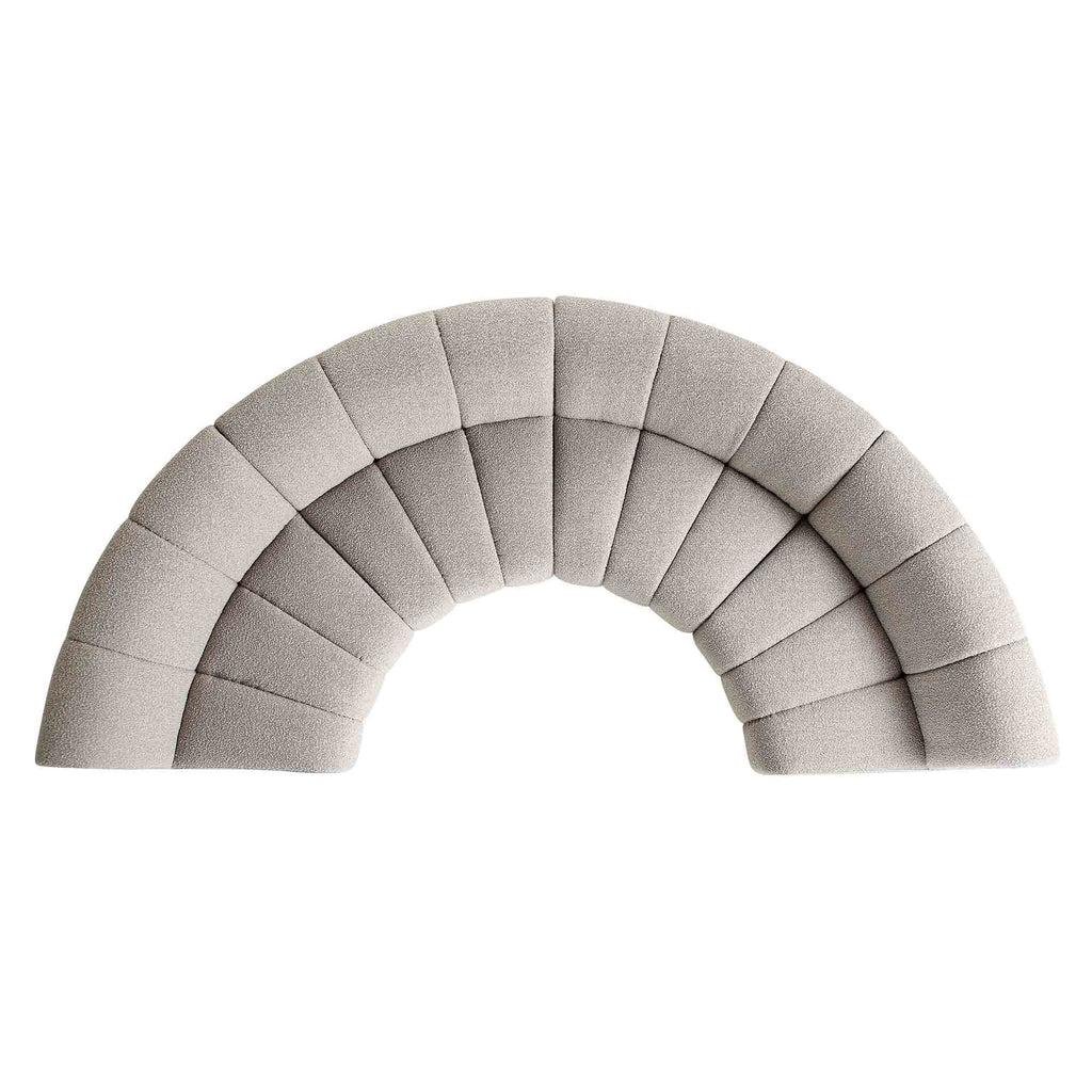 Granvia Taupe Boucle Sectional Sofa, 4-Seater Half Circle Sofa