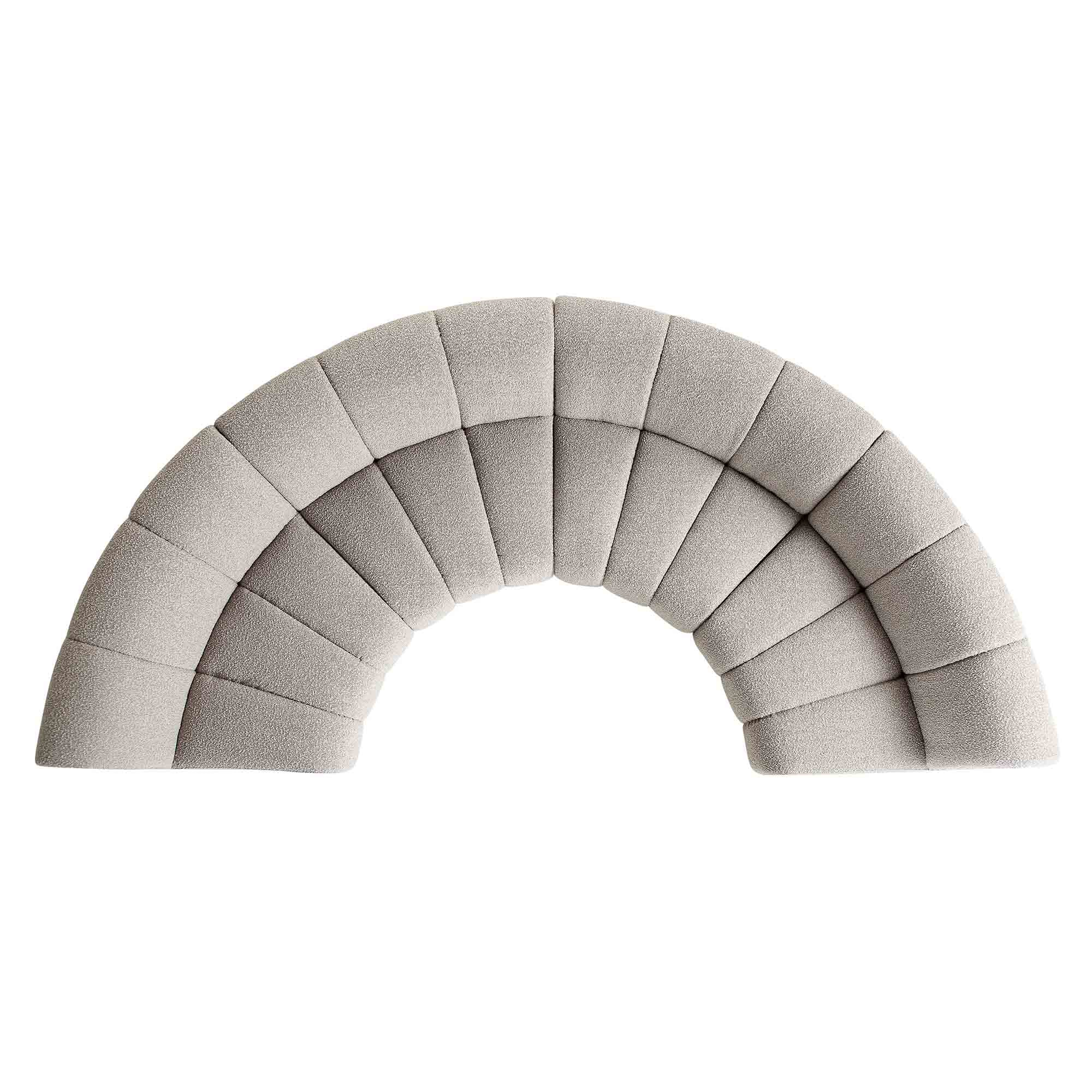 Granvia Taupe Boucle Sectional Sofa, 4-Seater Half Circle Sofa