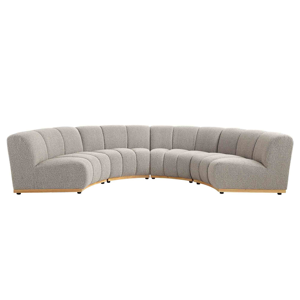 Granvia Taupe Boucle Sectional Sofa, 4-Seater Half Circle Sofa