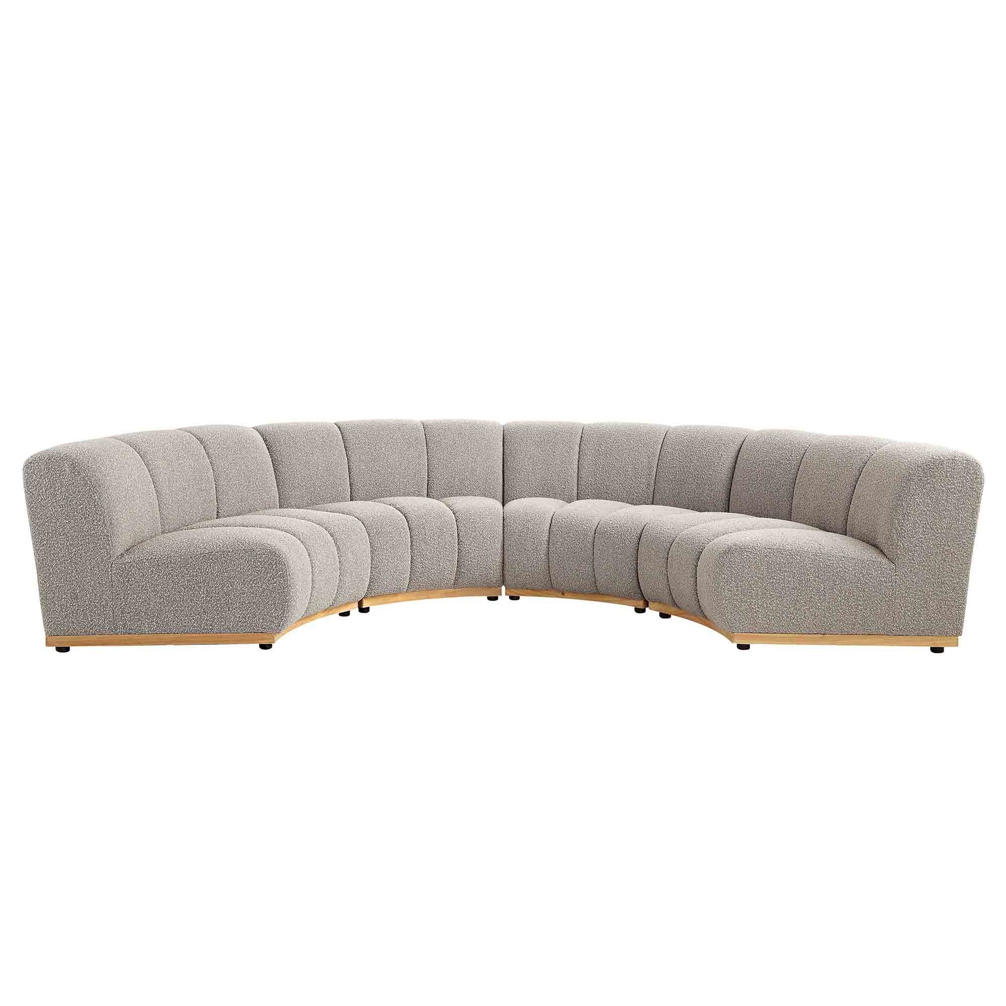 Granvia Taupe Boucle Sectional Sofa, 4-Seater Half Circle Sofa