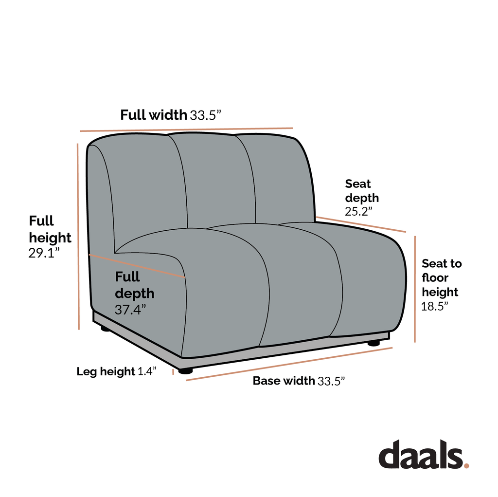 Granvia Taupe Boucle Sectional Sofa, 1-Seater Armless Sofa
