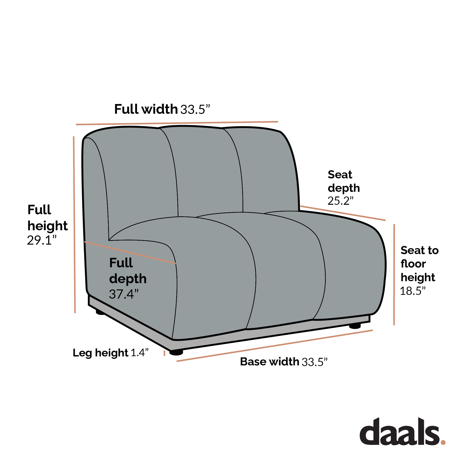 Granvia Taupe Boucle Sectional Sofa, 1-Seater Armless Sofa